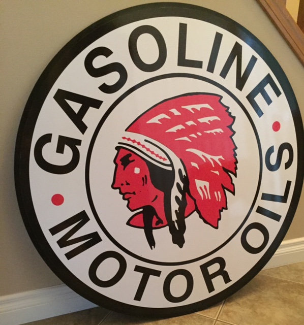 Large Metal Red Indian Gas Vintage Style Sign